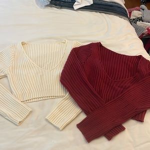2 shein crop sweaters